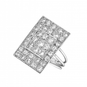 Bague rectangle pavée diamants vers 1950