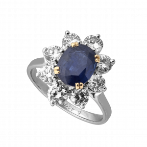 Bague marguerite saphir et brillants  1,70 carat