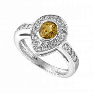 Bague saphir jaune et brillants