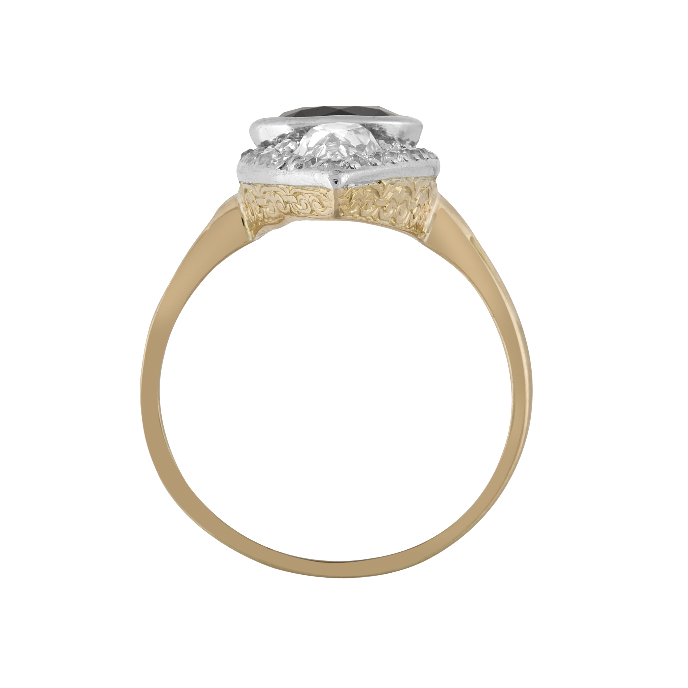 Bague marquise saphir et diamants poires fin XIXe Gerphagnon