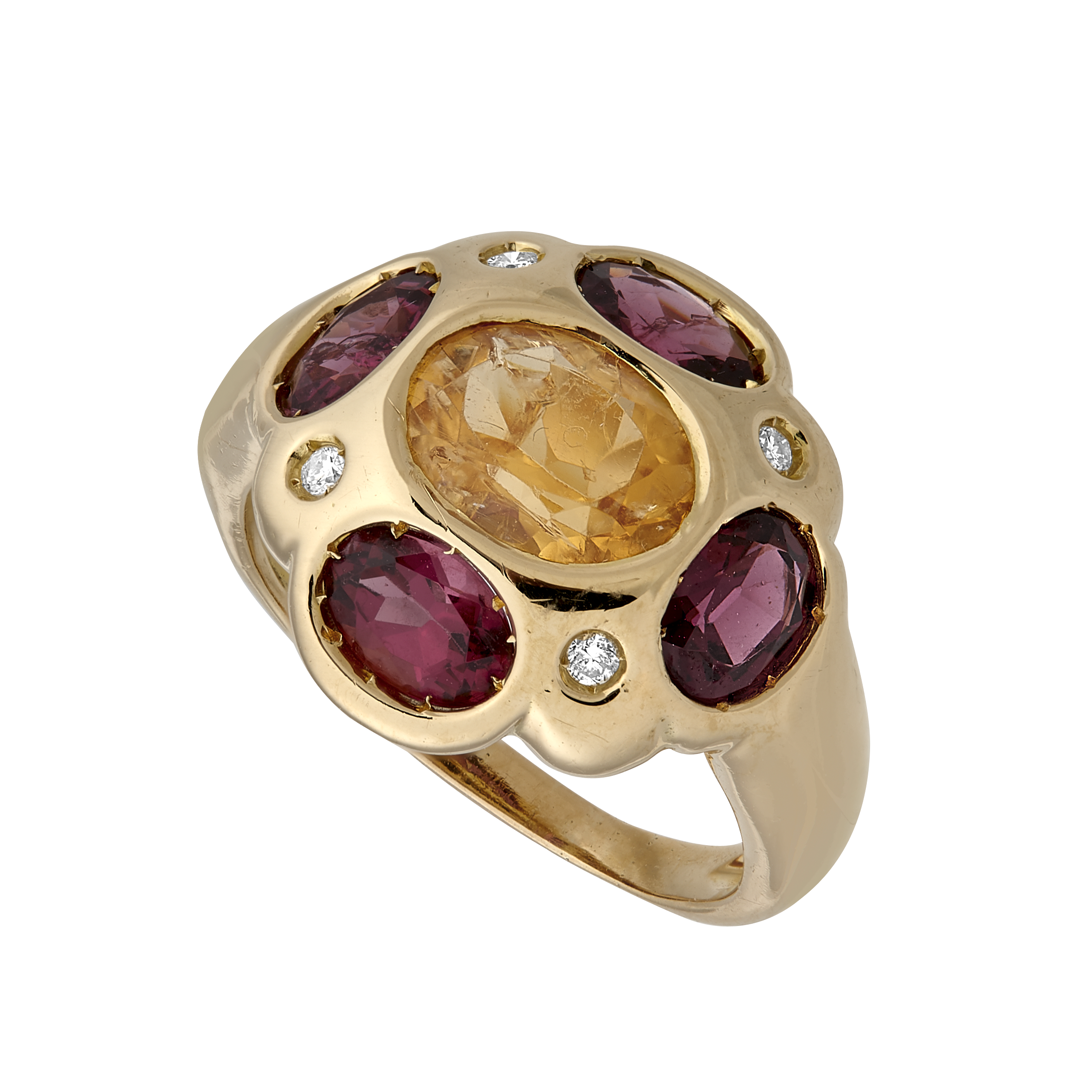 Bague citrine et grenats Gerphagnon