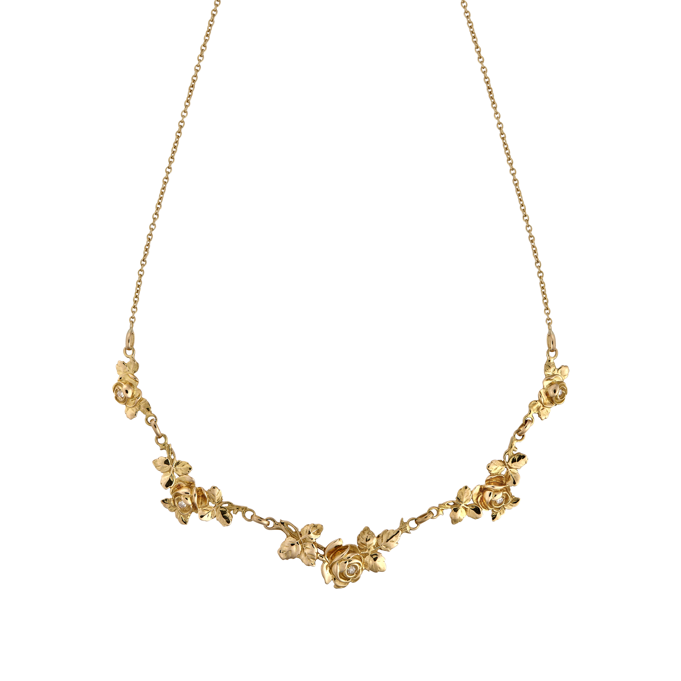 Collerette motifs de roses et diamants vers 1900 Gerphagnon