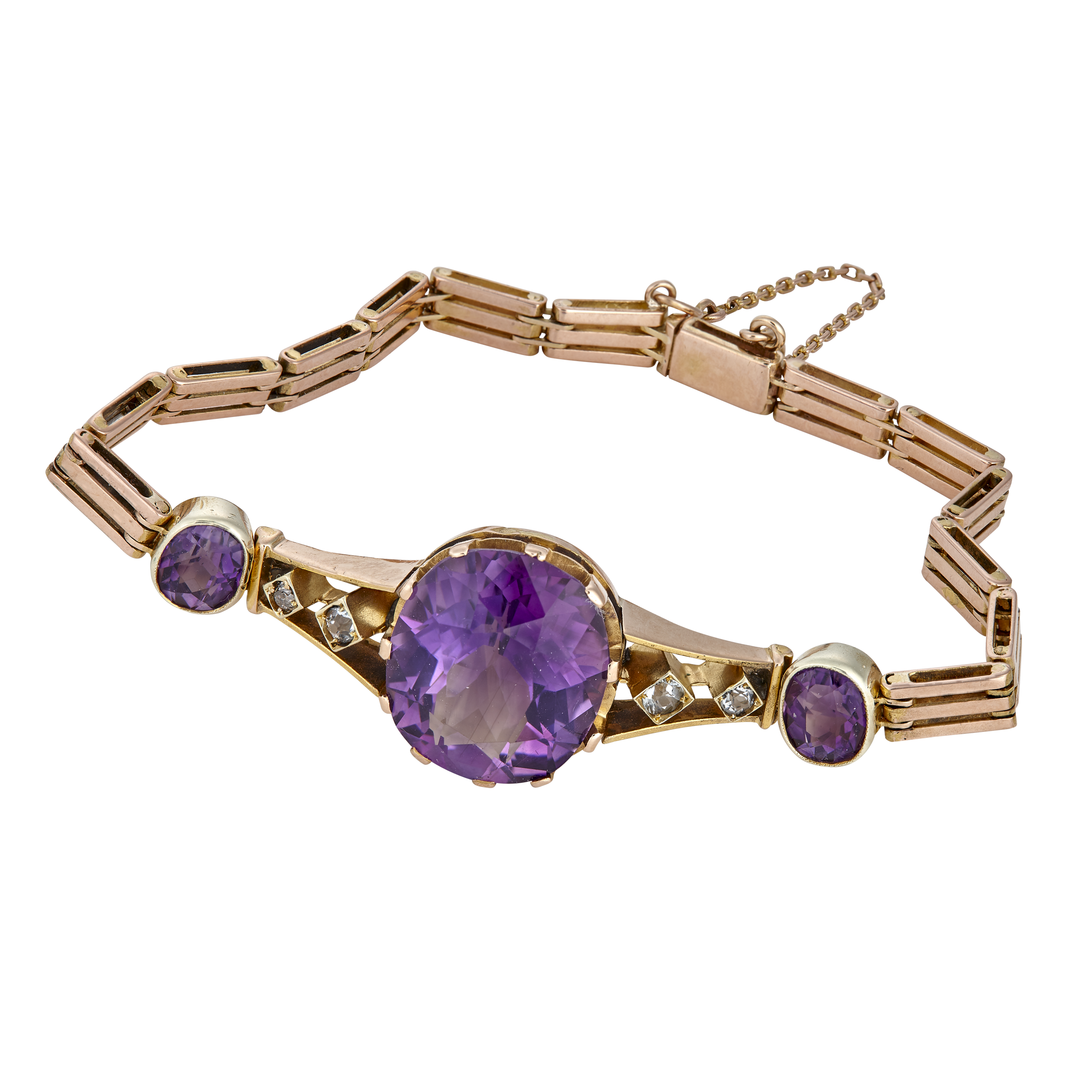 Bracelet souple améthystes et diamants vers 1860 Gerphagnon