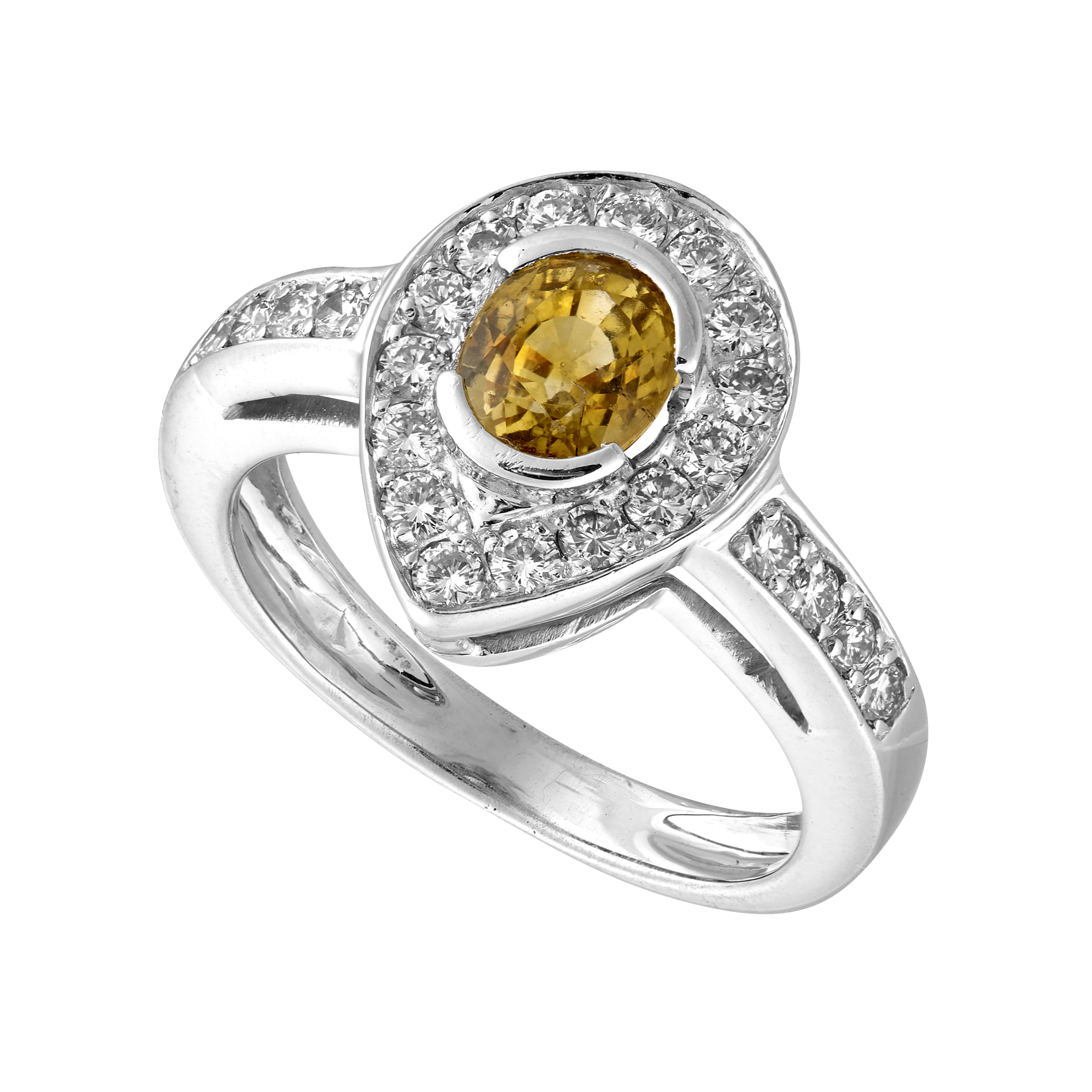 Bague saphir jaune et brillants Gerphagnon