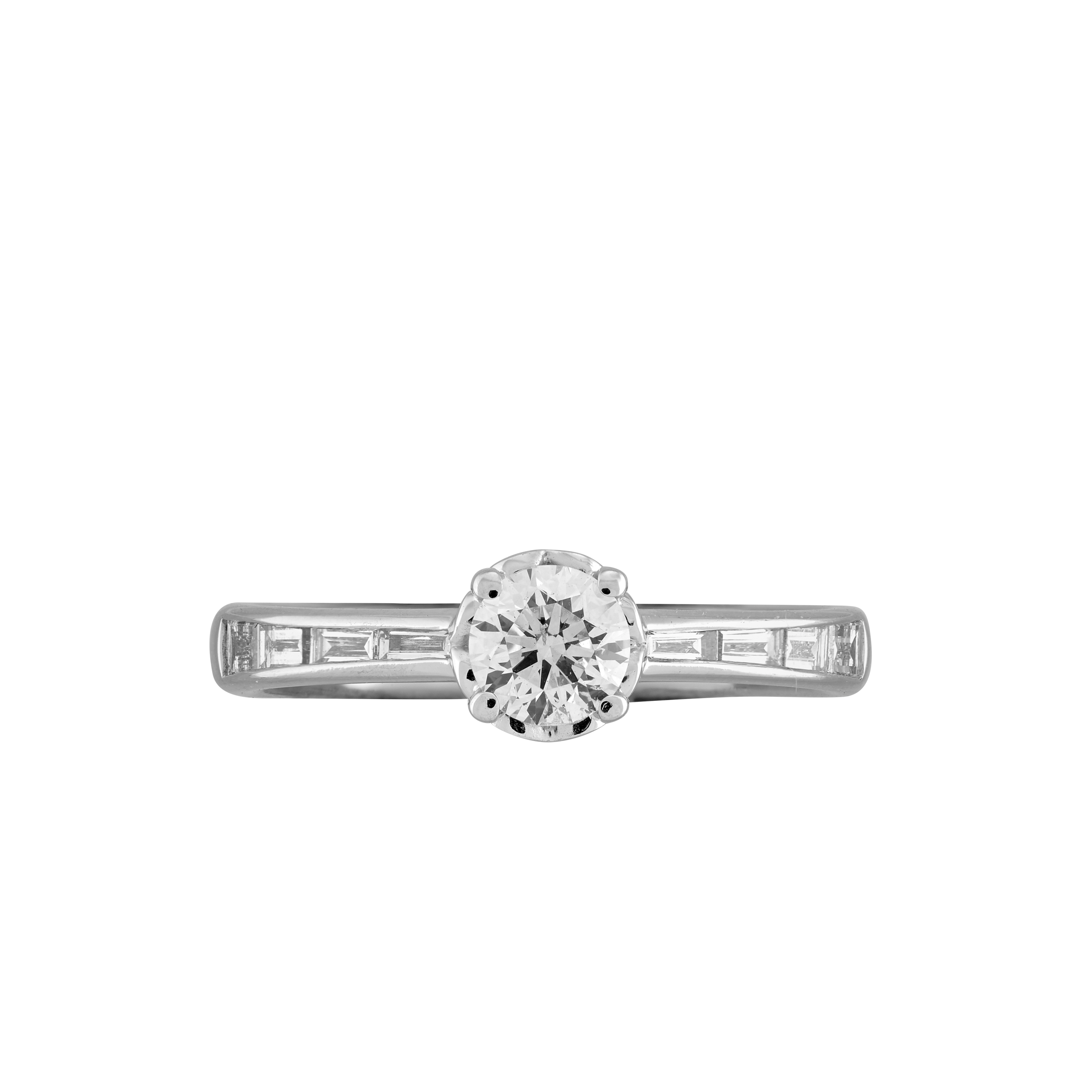 Solitaire brillant 0,50 carat et diamants tapers Gerphagnon