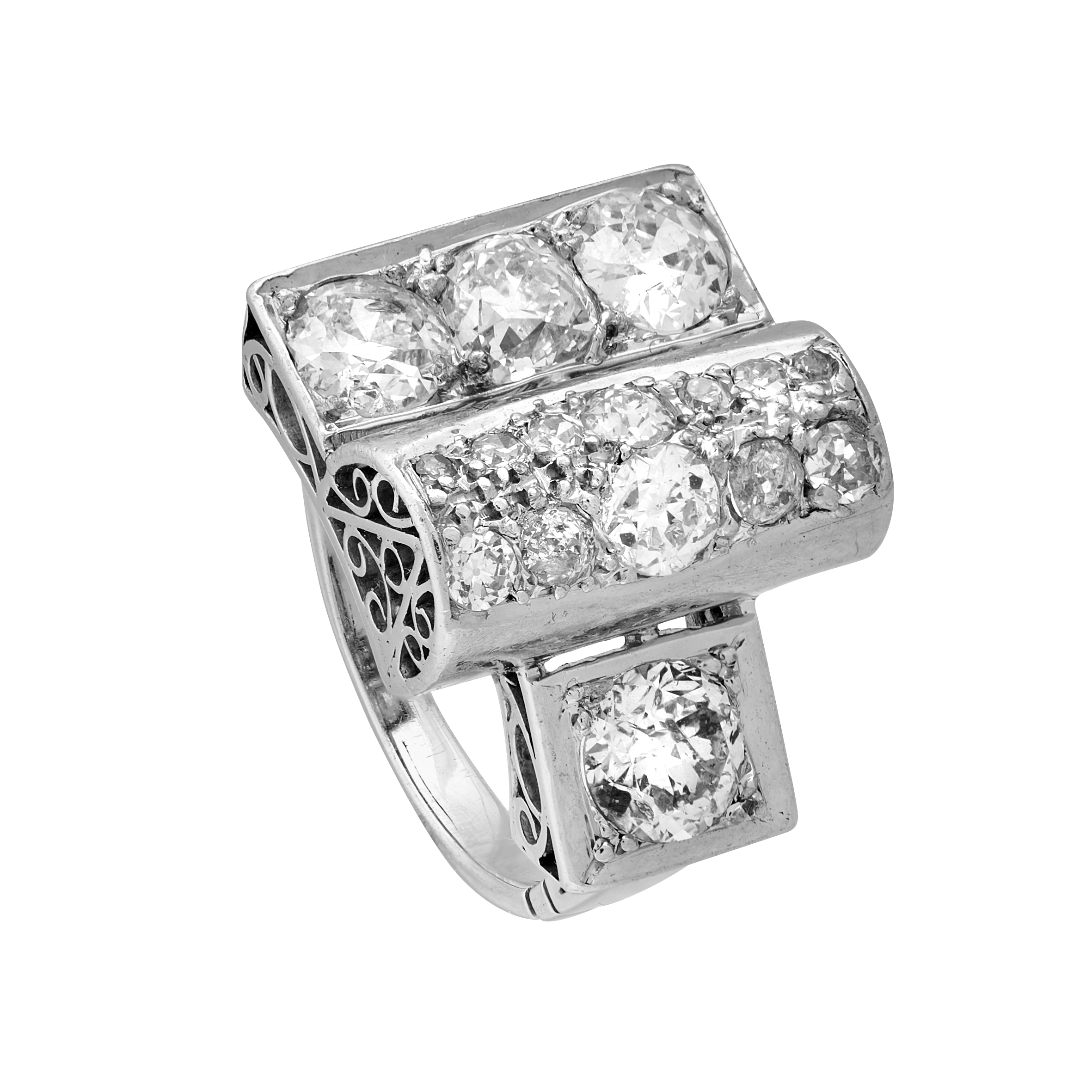 Bague asymétrique diamants vers 1925 Gerphagnon