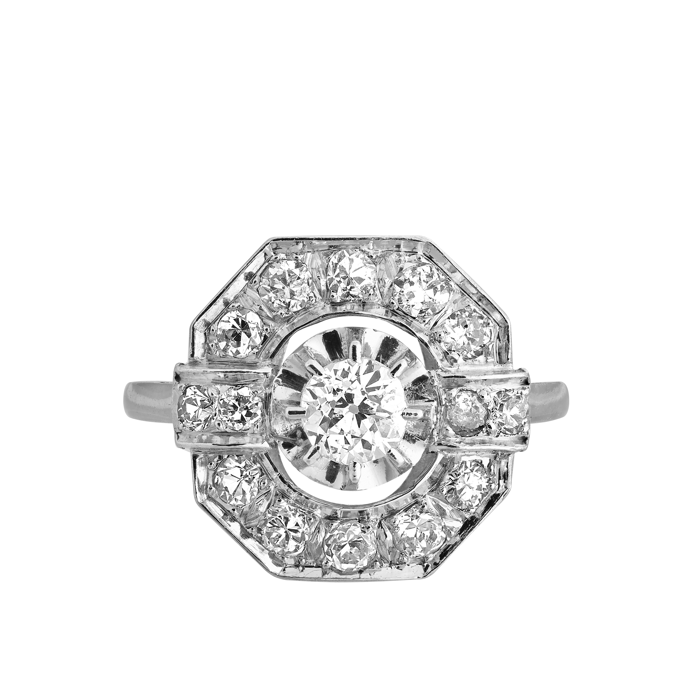 Bague octogonales diamants vers 1925 Gerphagnon