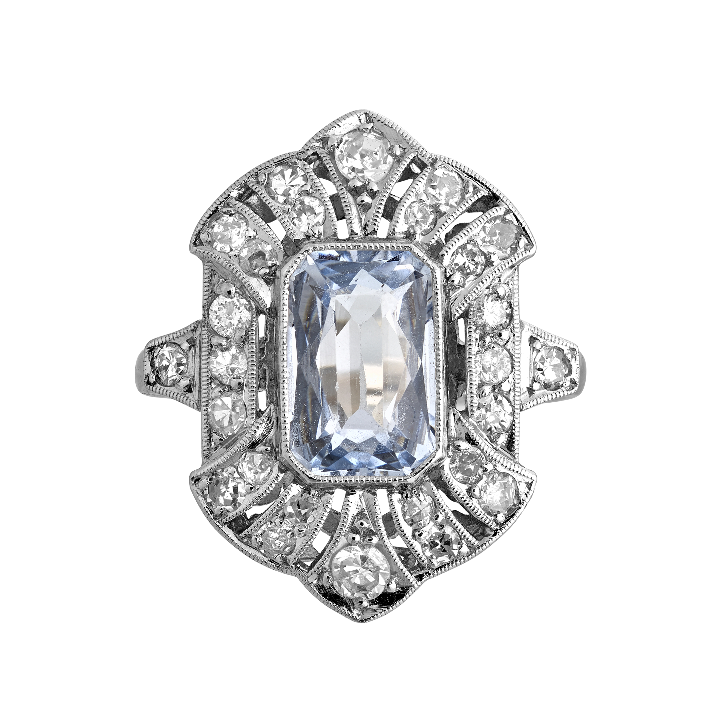 Bague spinelle bleu et diamants vers 1925 Gerphagnon